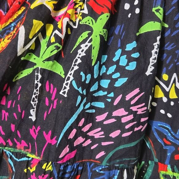 Serengeti Colorful Floral Tiered Midi Skirt Tropical Island Vacation Coastal - Picture 10 of 14